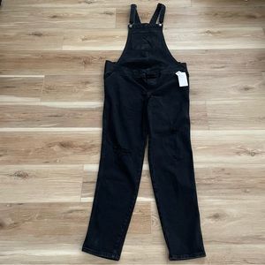 Old Navy Maternity Side Panel OG Distressed Straight Long Jean Overalls 8 LONG